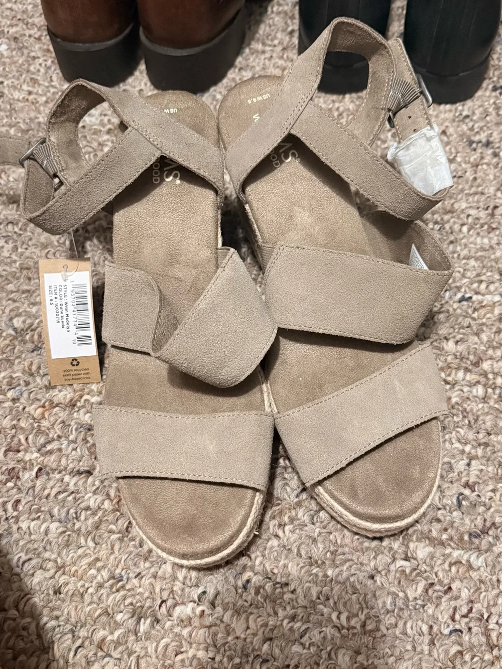 Toms Taupe Suede Crisscross Strap Sandals